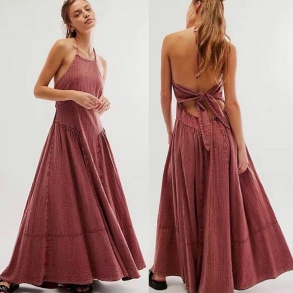 Free People Bohemian Western Mind Over Matter Midi Maxi Dress Burnt Henna Small